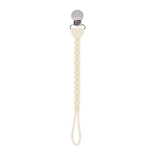 Itzy Ritzy Silicone Pacifier Clip; 100% Food Grade Silicone Pacifier Strap with Clip Keeps Pacifiers, Teethers & Small Toys in Place; Features One-Piece Design & Silicone Cord (Buttercream)