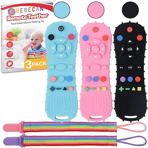 BEBECAN Silicone Baby Remote Teether - The Perfect Distraction Toy for Infants, Safe Food Grade Silicone BPA Free Baby Toy Remote for Baby, Baby Remote Teether Control for Baby and Remote Toy for Baby