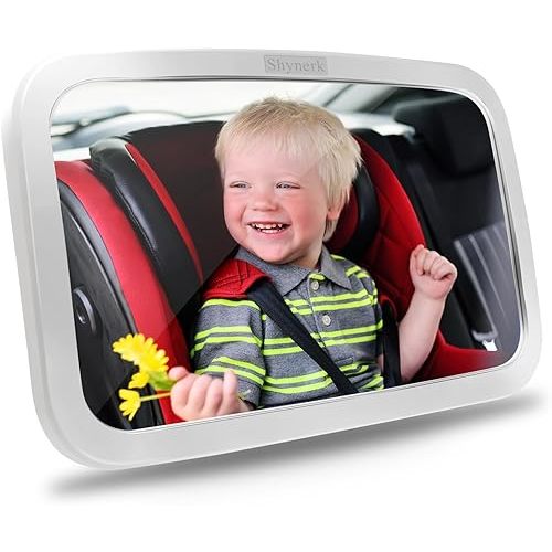 Shynerk Baby Car Mirror, Safety Car Seat Mirror for Rear Facing Infant with Wide Crystal Clear View, Shatterproof, 360° Rotation, Crash Tested and Certified