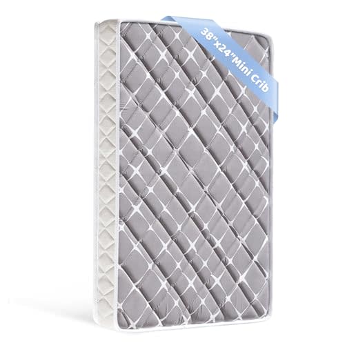 Mini Crib Mattress - 38x24x4 Inch- Dual Sided with Firm Support and Comfort Foam- Breathable, Non-Toxic, Quiet and Odorless, Fits Most Mini Cribs (Does Not Fit Playard or Standard Crib)