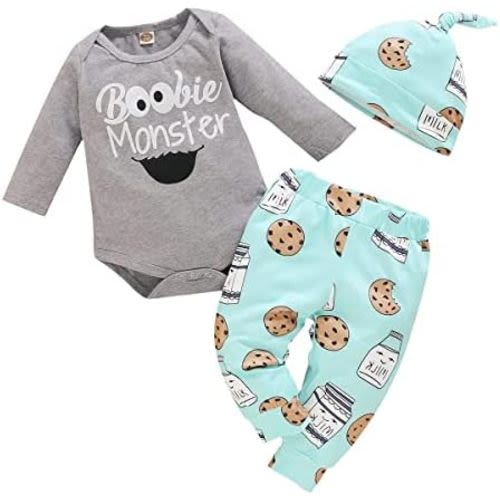 Newborn Infant Baby Clothes Long Sleeve Romper + Pants + Hat 3PCS Outfits Set…