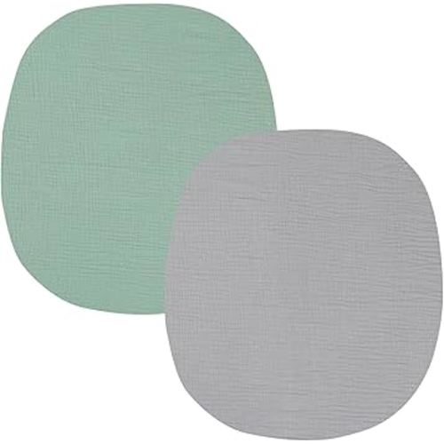 Muslin Bassinet Sheets Compatible with Fisher-Price Portable Bassinet On-The-Go, 2 Pack 100% Cotton 30" x 28" Bassinet Sheets, Grey and Green