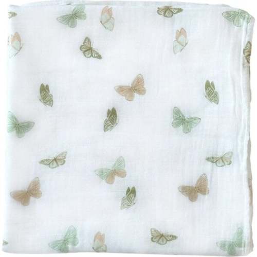 Bamboo Muslin Swaddle Blanket & Topknot Set, Butterflies - Dear Perli | Maisonette