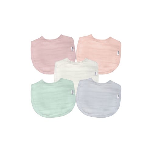 Green Sprouts 5-Pack Organic Cotton Muslin Baby Bibs, Rose
