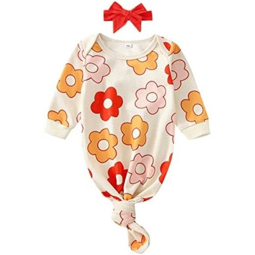 Infant Newborn Baby Girls Floral Sleep Gown Headband Sleepwear Romper Sleeping Bags Outfits