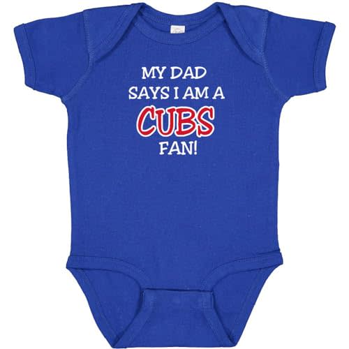 Curiositees Cubs Dad/Grandpa/Uncle Says I Am A Fan Baby Bodysuit Romper Outfit - Royal