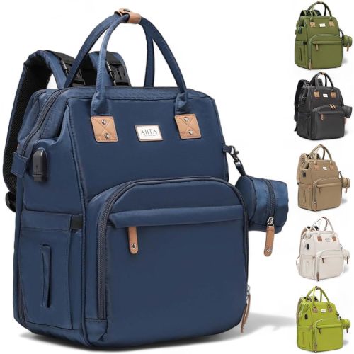 Diaper Bag Backpack, Multifunction Diaper Bag with Changing Pad, Baby Diaper Bags for Boys Girls, Stylish Large Capacity Travel Backpack for Moms Dads, Baby Shower Gifts,Unisex – Navy Blue