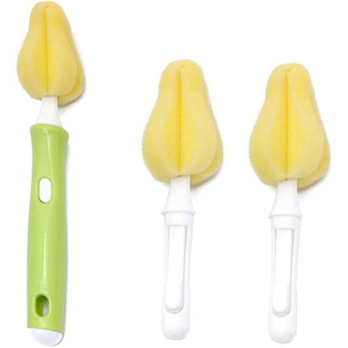 AKOAK 1 Pack The Baby Nipple Brush Cleaning Brush Set Rotates Freely to Replace The Head Sponge Bottle Brush