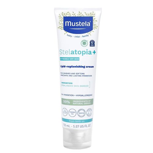 Mustela Stelatopia+ - Lipid-Replenishing Cream - Moisturizer for Eczema-Prone Skin - With Natural Sunflower Oil and Prebiotic - For Babies, Kids & Adults - Fragrance Free - Various Sizes
