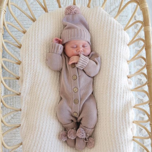 Knit Sweater Button Romper | Iris, newborn