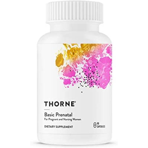 Thorne Basic Prenatal - Well-Researched Folate Multi for Pregnant and Nursing Women Includes 18 Vitamins and Minerals, Plus Choline - 90 Capsules - 30 Servings
