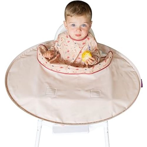 Tidy Tot- Baby Bib & Tray Kit - Mess Proof Long Sleeve Smock Attaches to Feeding Mat - Waterproof Bib - Fits Babies Toddlers