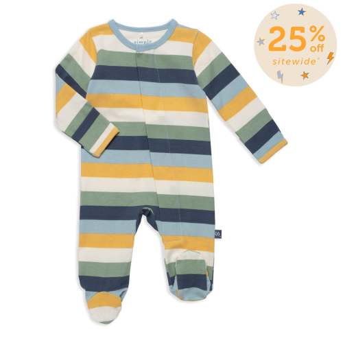 big multi stripe blue cloudstretch™ magnetic footie – Magnetic Me