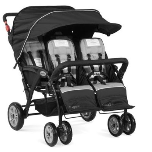 Gaggle by Foundations Compass 4 Seat Quad Stroller, All Terrain Tubeless Wheels, Easy Fold (Black)