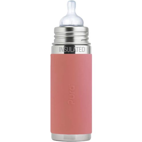 Pura Kiki 7oz Stainless Steel Insulated Infant Bottle – Includes Silicone Medium-Flow Nipple & Sleeve – Anti-Colic, Plastic-Free, MadeSafe Certified