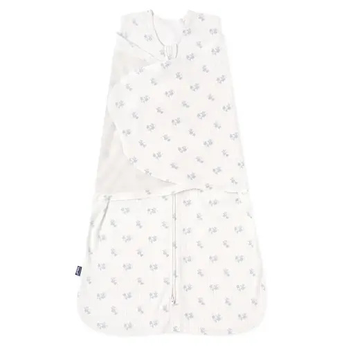 HALO 100% Cotton Sleepsack Swaddle, 3-Way Adjustable Wearable Blanket, TOG 1.5, Floral Vintage Stripe, Newborn, 0-3 Months