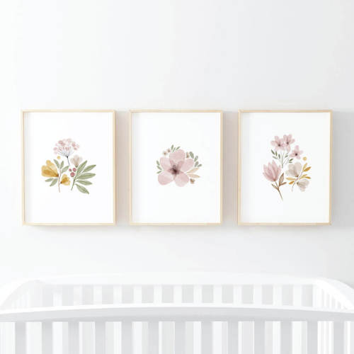 Maeve's Mauve & Mustard Floral Bundled Digital Nursery Wall Art