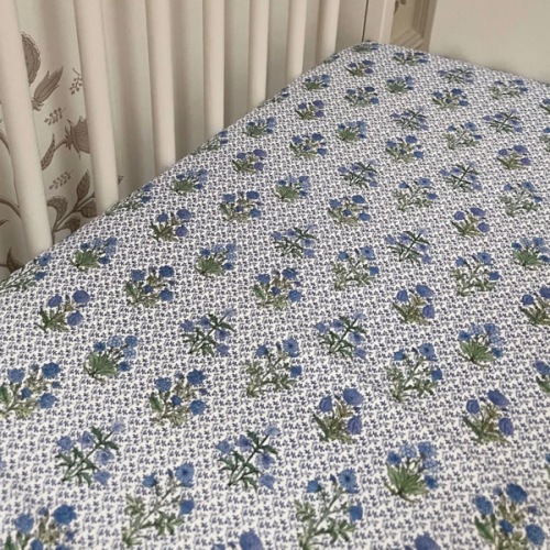 The Crib Sheet - Blue Block Print