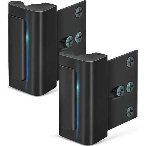 Home Security Door Lock, Childproof Door Reinforcement Lock with 3 Inch Stop Withstand 800 lbs for Inward Swinging Door, Upgrade Night Lock to Defend Your Home (Black-2 Pack)