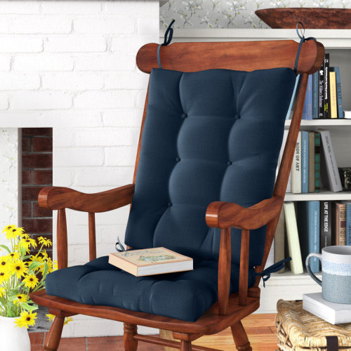Non-Slip Rocking Chair Cushion Set. Color: Indigo