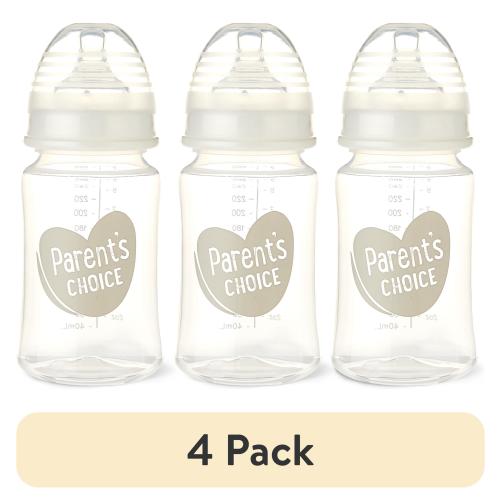 (4 pack) Parents Choice Parent`s Choice Wide Neck Bottles, 3 Pack, 9 fl oz