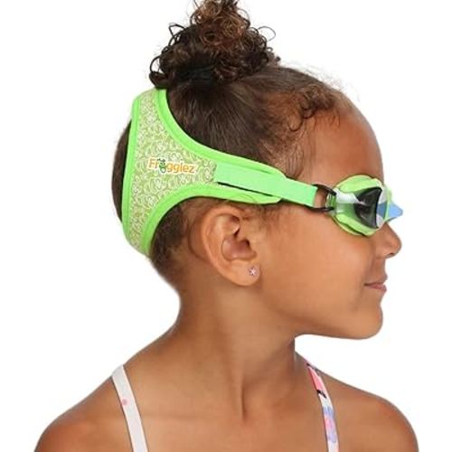 Frogglez Anti-Fog Swimming Goggles for Kids Under 10 (Ages 3-10) Recommended by Olympic Swimmers; Premium Pain-Free Strap