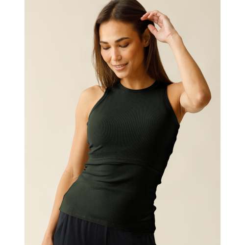 Ribbed Bamboo Racerback Nursing Tank | Granite - Kindred Bravely