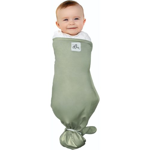 The Ollie Swaddle – Sleep Swaddle for Babies | Breathable, Moisture-Wicking Fabric to Prevent Overheating | Adjustable Fit (Olive, One Size)