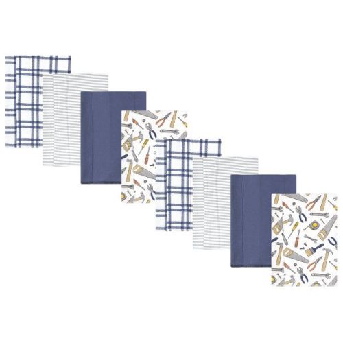 Hudson Baby Boys Cotton Poly Flannel Burp Cloths 8-Pack, Construction Work, One Size