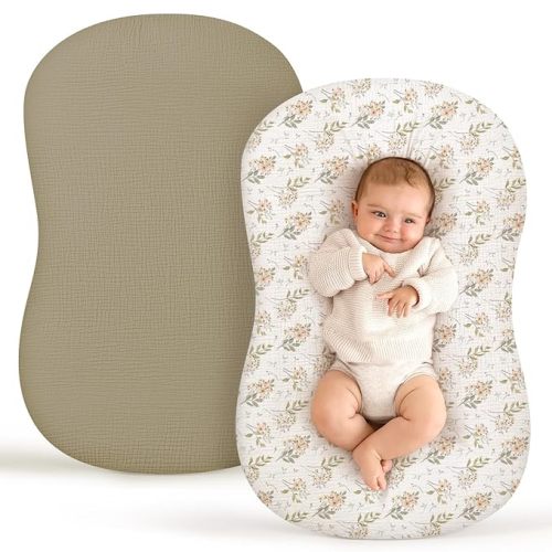 Termichy Baby Lounger Cover Muslin: Soft Cotton Slipcover for Snuggle Me Lounger - Removable & Machine Washable for Daily Use - Zipper-Free & Skin-Friendly for Newborn Girls and Boys