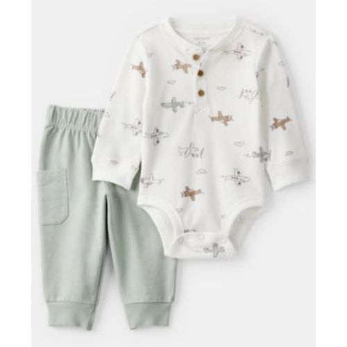 Baby Boys' Airplane Print Bodysuit and Joggers, 2-Piece Set