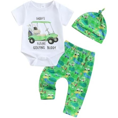 Baby Golf Outfit Daddy's Future Golfing Buddy Romper T-shirt And Pants Set Newborn Infant Boy Girl Summer Clothes