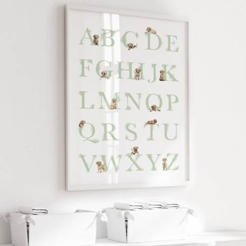 GOLDEN RETRIEVER Alphabet Poster. Puppy ABC Poster. Golden Retriever Alphabet Print. Sage Green Puppy Nursery Decor. Printable Wall Art - Etsy