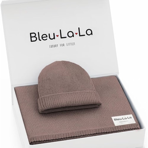 Luxe Collection 100% Organic Luxury Knit Baby Blanket + Hat Set (Milk Chocolate)