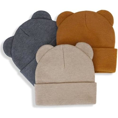 POXIMI Baby Winter Beanies Toddler Boy Bear Ear Hats Newborn Knitted Hat Infant Girls Skull Caps for Cold Weather