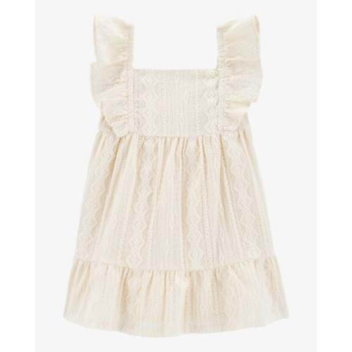 Baby Tiered Flutter-Sleeve Crochet Dress - Ivory - Carter's | Carter's