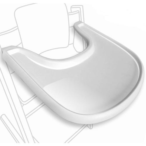 High Chair Tray Compatible with Stokke Trip Trap Chair, Glossy White - Ergonomic Curved Design - BPA-Free, Easy to Assemble
