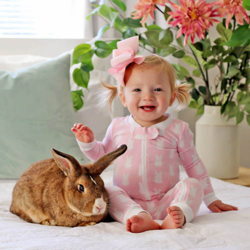 Bunny Peeps Pink Zip Sleeper
