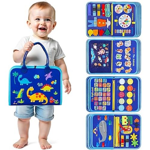 Toddlers Montessori Busy Board Toys for 1 Year Old Boy Gifts,Educational Preschool Learning Travel Toys for Toddlers 1-3,One Year Old Boys Girls 1st Christmas Birthday Gifts Age 1-2-4