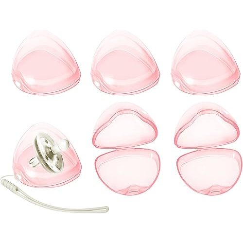 Pacifier Case,6 Pack BPA Free Pacifier Holder Case with Lanyard for Diaper Bag,Pacifier Container Box for Baby Binky Nipple Travel,Essential Pacifier Accessories,Easy to Clean,Pink