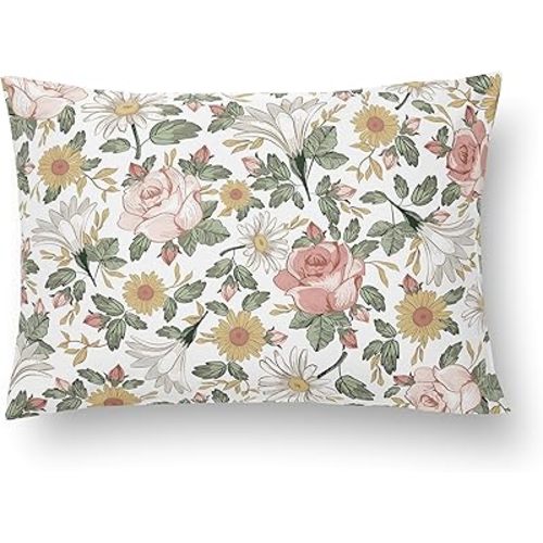 Sweet Jojo Designs Pink Boho Vintage Floral Small Toddler Pillow with Pillowcase 13 x 18 in Travel Essentials Must Haves for Airplane Sleeping Pets Girls Kids Bed Bohemian Shabby Chic Farmhouse