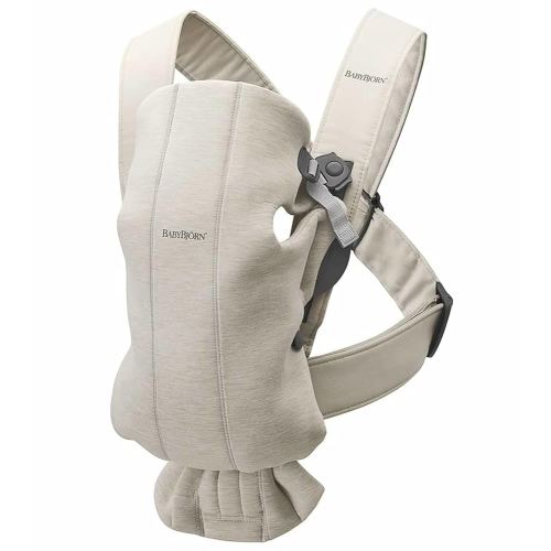 BabyBjörn Baby Carrier Mini, 3D Jersey, Light Beige | Newborn Carrier (7-25 lbs), Ergonomic, Easy-to-Use