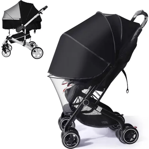 Bassinet Stroller Cover with UPF50+ Sunshade, Universal Breathable Baby Mosquito Net, 2-in-1 Stroller Sun Shade with Two-Way Zipper, UV Protection, Privacy Netting for Stroller, Car Seat, Travel Cribs