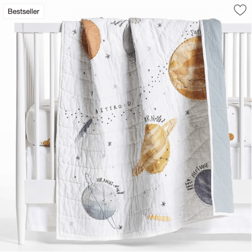 Outer Space Organic Cotton Baby Crib Quilt