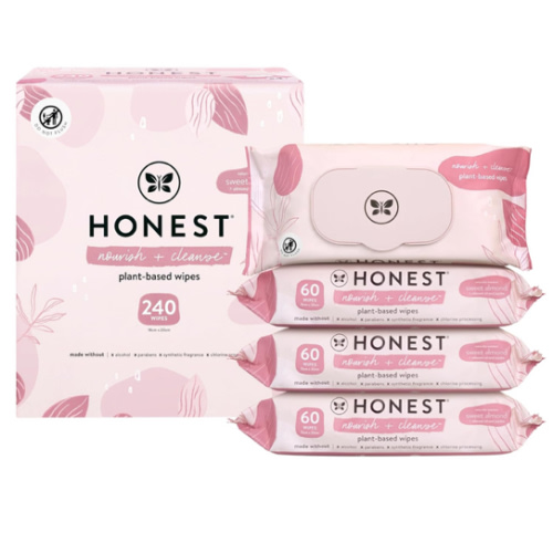The Honest Company Nourish + Cleanse Naturally Scented Wipes | Cleansing Multi-Tasking Wipes | 99% Water, Plant Based, Hypoallergenic | Sweet Almond, 240 Count