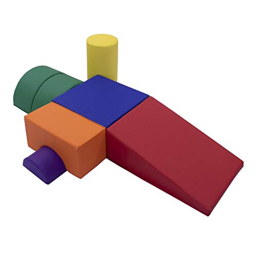 FDP SoftScape Playtime and Climb Multipurpose Playset for Infants and Toddlers 10m-2yrs; For Crawlers and Little Builders, Learn Gross Motor Skills at Home or Daycare (6-Piece) - Assorted, 12364-AS