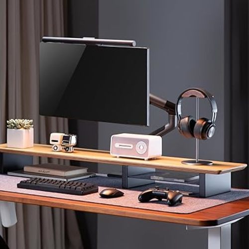 XL Oak Wood Desk Shelf for Top of Desk 44 Inch Length