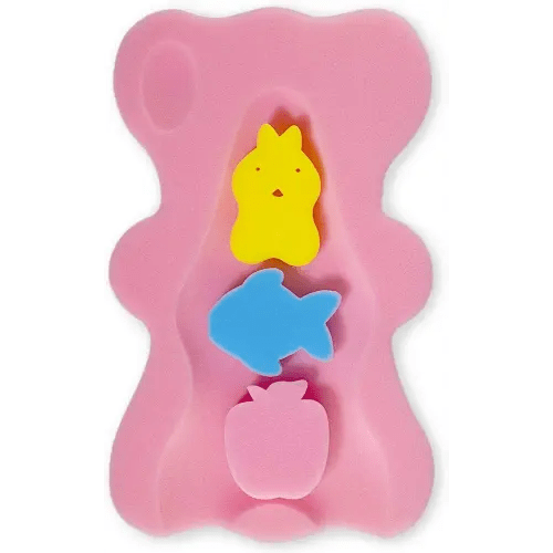 HALLO Soft Infant Bath Sponge Skid Proof Baby Bath Mat Newborn Odor Free (Pink)