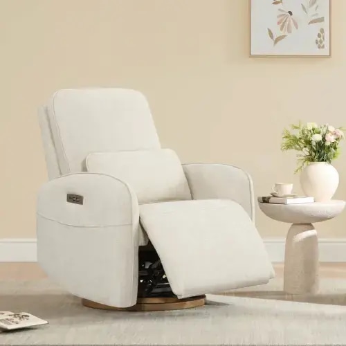 Power Swivel Recliner Chair Nursery Glider with Lumber Pillow