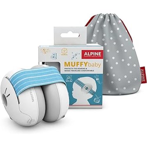 Alpine Muffy Baby Ear Protection for Babies and Toddlers up to 36 Months - CE & ANSI Certified - Noise Reduction Earmuffs - Comfortable Baby Headphones Against Hearing Damage & Improves Sleep - Blue